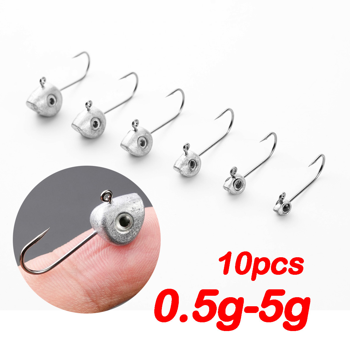 Fishing Hook Offset - 10 pz Mini Jig Testa Gancio