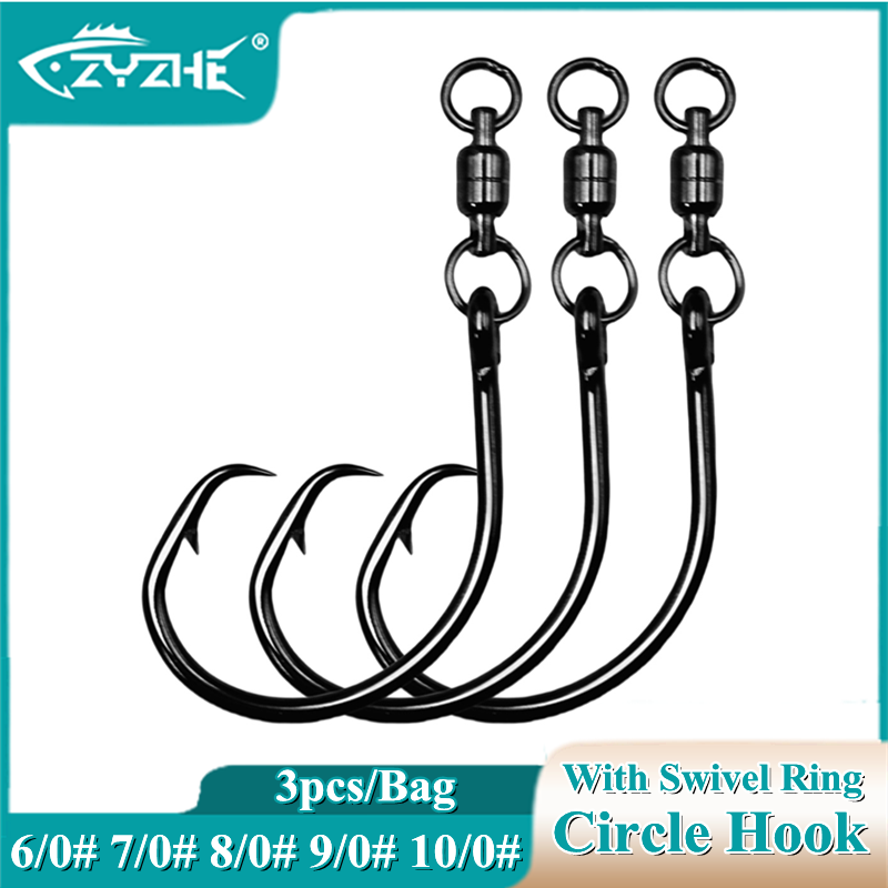 Fishing Hook Offset - ZYZHE 3/6/9 pezzi Ganci Circolari con