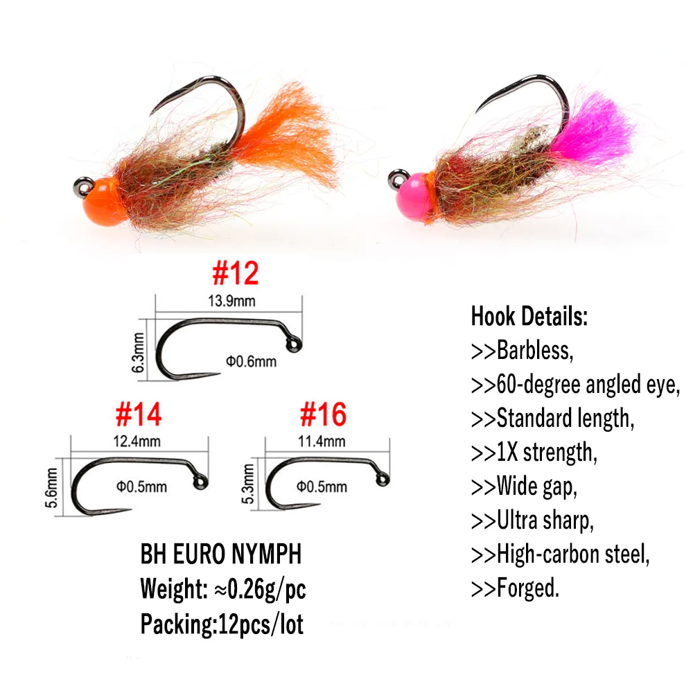 Wifreo 12 pz Tungsten Beadhead - Fishing Hook Barbless recensione e prezzo
