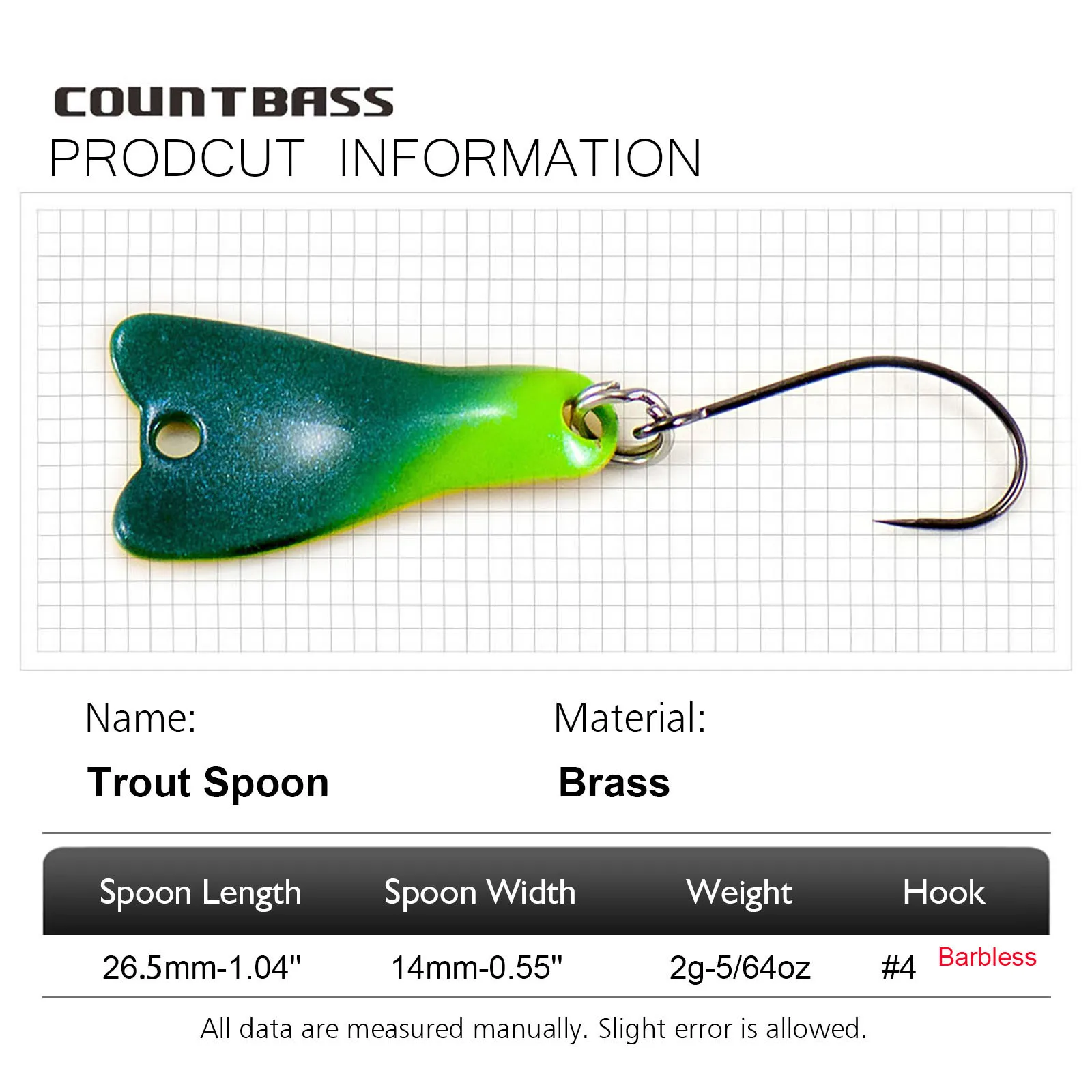 COUNTBASS 5/64oz 2g Cucchiaio  - Fishing Hook Barbless recensione e prezzo