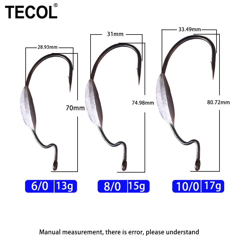 TECOL 3PCS 6/0 8/0 10/0 Ami da - Fishing Hook Offset recensione e prezzo